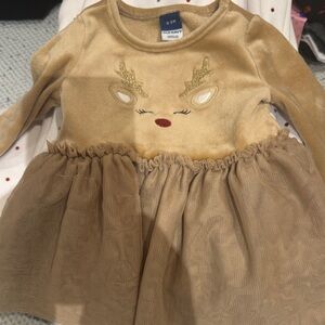 Old Navy Gold Reindeer Baby Dress